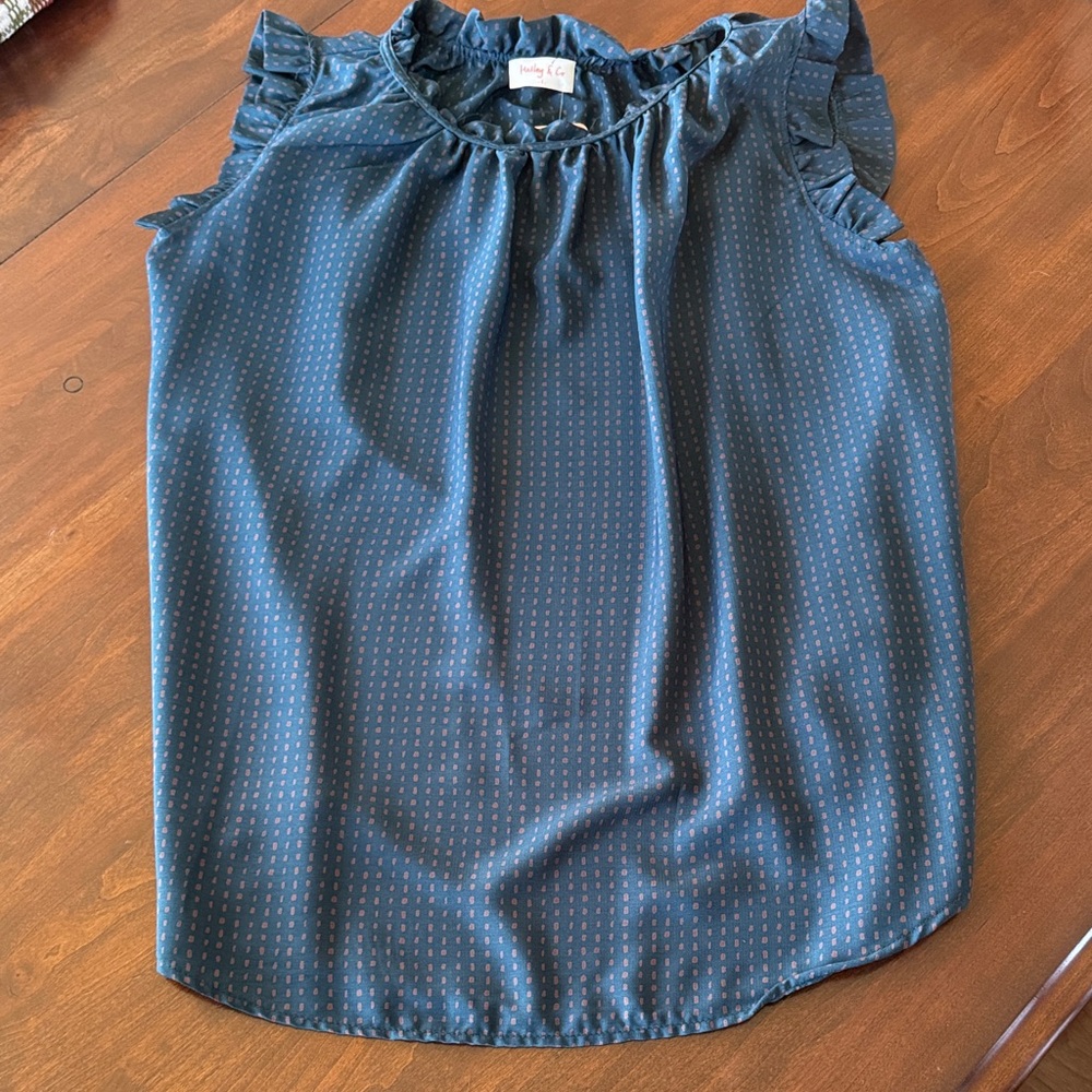 Lovely Day Blue Ruffle Sleeve Blouse